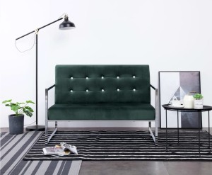 Dwuosobowa sofa w stylu glam pikowane oparcie zieleń