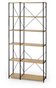 Wysoki industrialny regał na książki 90x190 cm sonoma