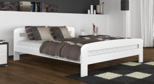 Białe łóżko dwuosobowe 160x200 cm ze stelażem