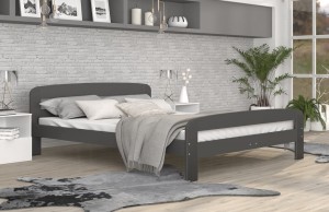 Dwuosobowe łóżko ze stelażem szare 160x200 cm