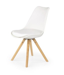 Skandynawskie krzesło z poduszką białe na drewnianych nóżkach