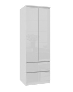 Szafa z drążkiem i szufladami biały połysk 180x60 cm