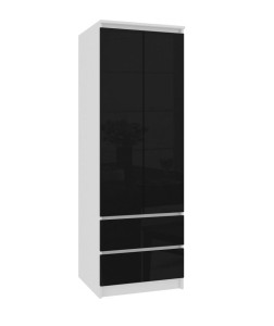 Szafa do sypialni 180x60 biały/czarny połysk