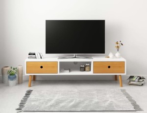 Biała szafka RTV 120 cm, skandynawski stolik pod telewizor