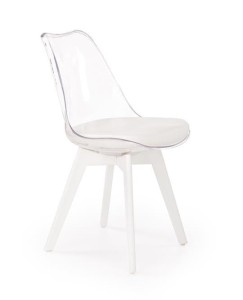 Skandynawskie transparentne krzesło do jadalni z poduszką