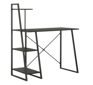 Czarne industrialne biurko z regałem, półkami 102x50 cm