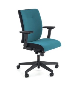 Niebieski fotel biurowy, pracownicze krzesło obrotowe