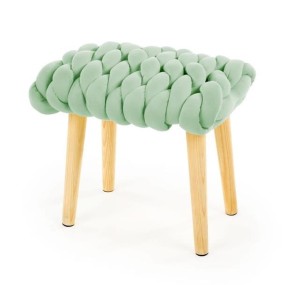 Drewniany stołek z miękkim siedziskiem zielony