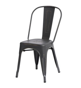 Postarzane metalowe krzesło w kolorze szarym