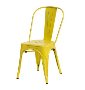 Żółte metalowe krzesło z oparciem loft