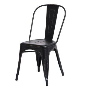 Industrialne krzesło metalowe czarne postarzane