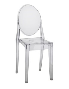 Bezbarwne krzesło transparentne do toaletki, jadalni