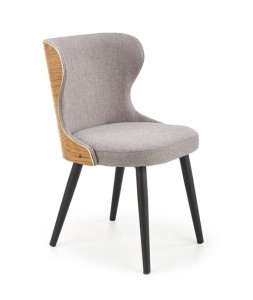 Designerskie krzesło ze sklejki z szarą tapicerką