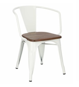 Metalowe krzesło kuchenne loft białe/orzech