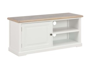 Biała szafka RTV z drzwiczkami i półkami 90 cm
