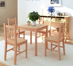 Drewniany stół kuchenny z krzesłami, 70x70 cm - zestaw