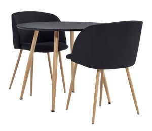 Dwuosobowy komplet obiadowy - czarny stół z krzesłami