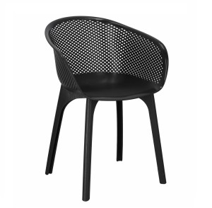 Czarne krzesło z tworzywa do salonu lub ogrodu
