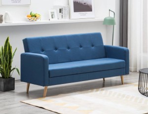 Niebieska rozkładana sofa gabinetowa