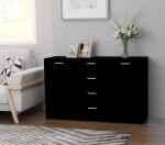 Szafka biurowa, komoda z półkami czarny połysk