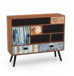 Wielokolorowa-komoda-z-półkami-i-szufladami-vintage