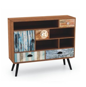 Kolorowa komoda w stylu retro vintage z szufladami