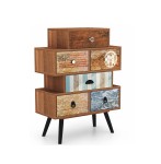 Wielokolorowa rustykalna komoda z szufladami retro