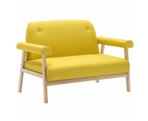 Dwuosobowa-sofa-z-podłokietnikami-żółta