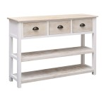 Konsola z szufladami drewniana biały postarzany