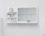 Lustro łazienkowe z półkami 90 cm biały połysk