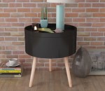 Czarny okrągły stolik kawowy ze schowkiem