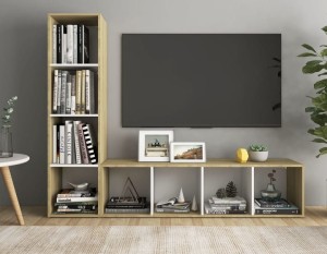 Komplet szafek RTV z półkami dąb sonoma/biały