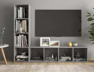 Półka pod telwizor i na książki szary beton