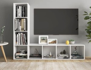 Regał na książki telewizyjny RTV biały połysk