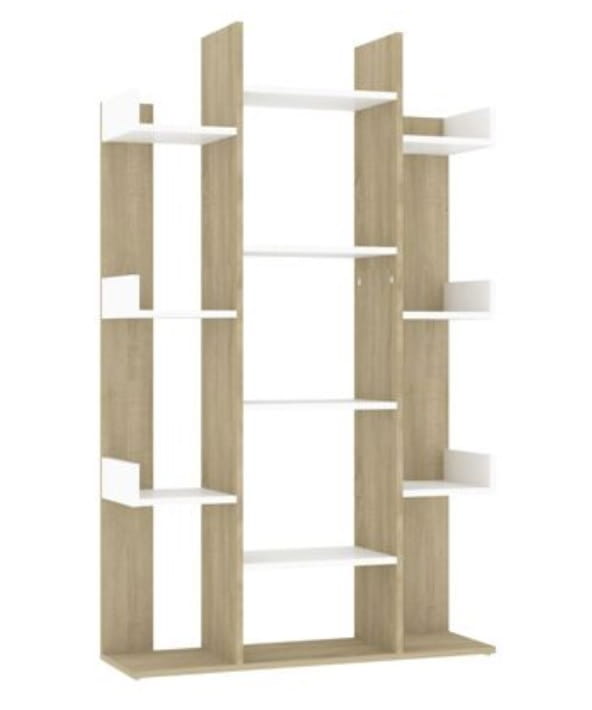 Regał-na-książki-sonoma-z-białymi-półkami