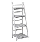 Nowoczesny stojak na kwiaty drewniany przecierany szary