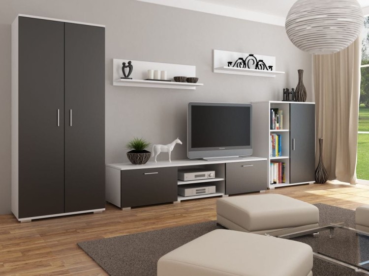 Meblościanka-z-szafą-biało-czarna