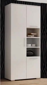 Biała szafa dwudrzwiowa 190x80 półki i drążek