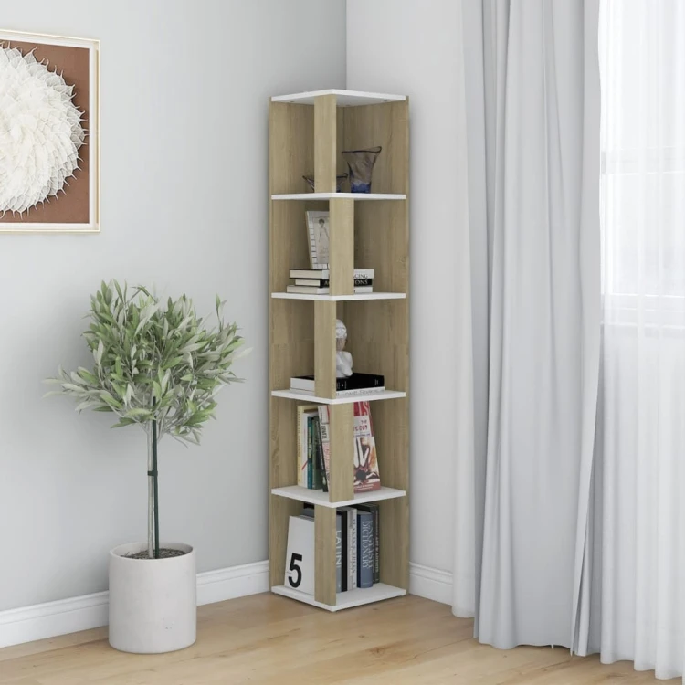 Narożna-półka-na-książki-sonoma-z-białym