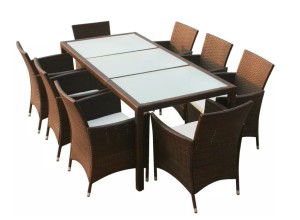 Brązowy komplet mebli tarasowych stół z krzesłami