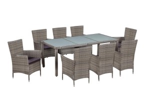 Szary stół z krzesłami na taras polirattan