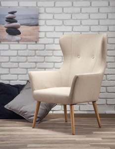 Fotel do salonu beż uszak scandi