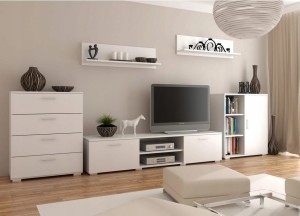 Biały zestaw salonowy komody, szafka pod TV