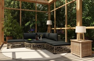 Meble wypoczynkowe na taras z poduszkami narożnik