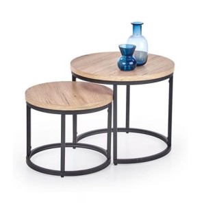 Komplet okrągłych stolików kawowych loft