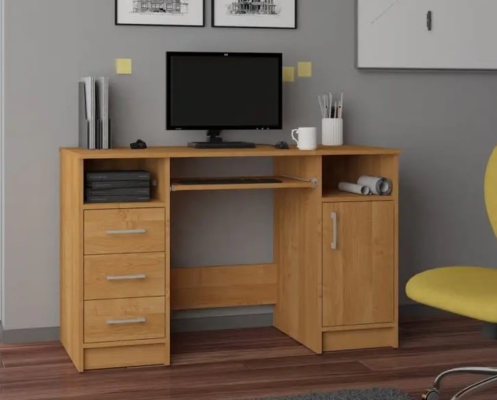 Biurko-szkolne-z-półką-na-klawiaturę-olcha