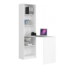 Białe biurko szkolne z regałem na ksiażki