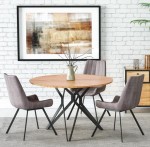 Industrialny stół z okrągłym blatem 120 cm dąb złoty