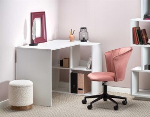 Białe narożne biurko młodzieżowe z regałem