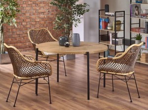 Nowoczesny okrągły stół złoty dąb loftowy